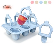ROUNDIN Silicone Popsicle Mold, BPA-Free Reusable Baby Teething Ice Cream Stick Mold,  6 Cavity Easy