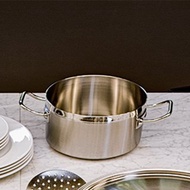 【Sambonet】義大利製 Professionale 不鏽鋼雙耳淺湯鍋28cm-附蓋