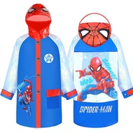 🌧studentเสื้อกันฝนเด็กนักเรียนเสื้อกันฝนพร้อมกระเป๋านักเรียนการ์ตูนเด็กเสื้อกันฝน Disney Elsa/Spider