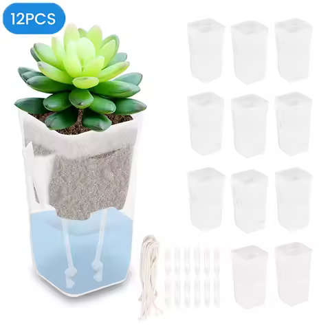 12Pcs Self Watering Flower Pots 2/2.5Inch Plastic Plant Pot with Drainage Holes Transparent Planting