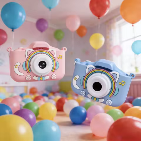 Space Cat Kids Camera For Photos Cartoon Fun Design Records Children's Life Front & Rear Dual Camera