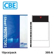 CBE A4 11 Holes Sheet Protector 305A 10'S/Pack For 2/3/4 D-Ring Binder Ring File