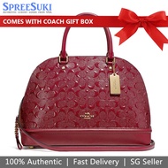 Coach Handbag In Gift Box Crossbody Bag Sierra Satchel In Signature Leather Cherry Red # F27598