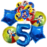 15Pcs/set Snow White Foil Helium Number Balloons Princess Snow White Birthday Party Aluminum Film Ba