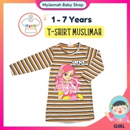 ANA Baju T-Shirt Budak Perempuan Muslimah Kids Girl T-Shirt H&R Top Cotton 1-7Y