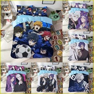 BLUE LOCK 3IN1 Bed Sheet Quilt Cover Pillowcase Premium Quality Bedding Set Home Bedroom Washable Su