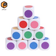 [prettyia] 10Pcs Square 16mm 6 Sided D6 Dice 6 Color Dotted for D&D TRPG Board Game