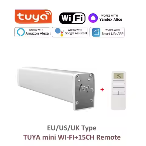 Tuya WIFI Smart Electric Curtain Motor 225mm Mobile APP/RF433 Remote/Manual/Voice Control Curtains W