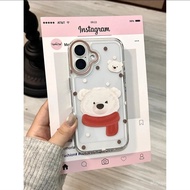 Red Scarf Bear Universal Adapt to iPhone All Models: iPhone 16, 15 Pro Max, 14, 13 Pro, 12, 11, XS M