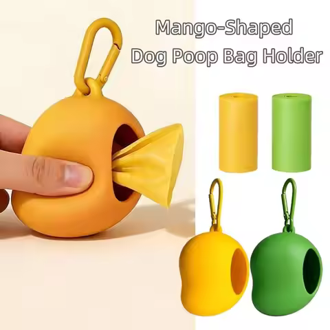 New Mango Shape Dog Poop Bags Plastic with Buckle Dog Walking Bags Yellow Green Waste Bag Dispenser 