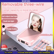 20000mAh Portable Power Bank Mirror with Make Up Mirror Digital Display LED Digital Display Powerbank External Battery Pack Power Bank For Mobile Phones