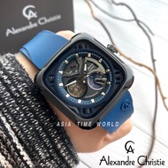 [Original] Alexandre Christie 6577MARIPBABU Automatic Square Men's Watch with Blue Silicon Strap 6577m