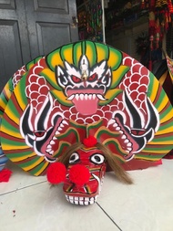Barongan kayu / caplokan kayu , mainan kesenian tradisional, (Bonus kemul). mainan anak jadul kualit