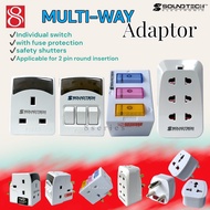 ( SG SELLER) SOUNDTECH multi plug , multi-way adaptor , 3 way , 5 way Adaptor , 15a round pin to 13a
