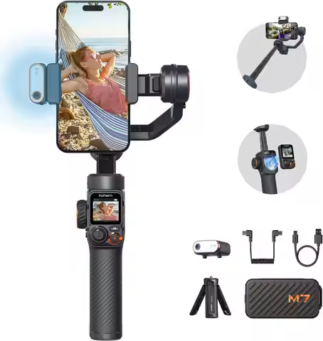 Hohem iSteady M7 Gimbal Stabilizer for Smartphone, Magnetic AI Tracker Fill Light, Detachable Touchs