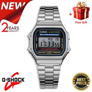 (ของแท้ 100%) นาฬิกา Casioคาสิโอ Digital นาฬิกาข้อมือผู้ชาย/ผู้หญิง สายสแตนเลส รุ่น A168WA-1WL ของแท