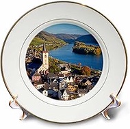3D Rose Germany-Rhineland-Pfalz-Rhine Valley-Lorch Am Rheine Porcelain Plate, 8"