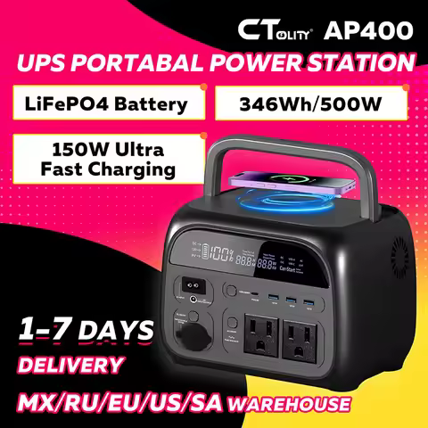 CTOLITY AP400 500W Solar Generator Portable Power Station 345Wh LiFePO4 Battery 110V 220V AC Output 