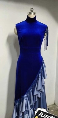 代售 二手 佛朗明哥 連身舞衣 只穿過一次的表演服 寶藍中國風  大裙擺 適合身高160CM