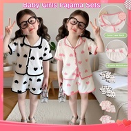 【local】【for 1-8 Years】kids Girls Samara Pajama Terno Summer Homewear Short Sleeves Heart Print Set T