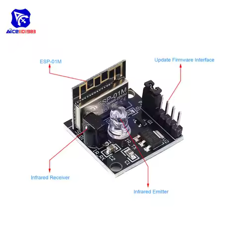 diymore ESP8285 ESP-01M WiFi Wireless IR Transmitter Receiver Remote Control Module Development Boar