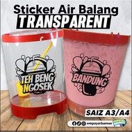 PROMO Stiker Air Balang Transparent - Simple, Stylo, dan Terlajak Murah untuk Balang Air Anda 💧🎈