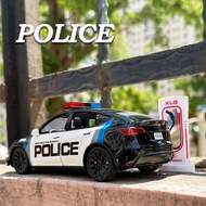 1:24 Tesla Model Y Model ROAOSTER Model X Model 3 Model S Cyber Toy Truck Police Model Car Alloy Sca