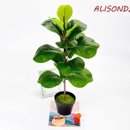 ALISONDZ Artificial Fiddle Leaves Fig Tree, Large Vibrant Fake Ficus Tree, Green Plant Delicate Plas