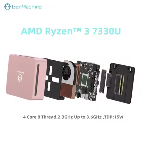Genmachine AMD Ryzen 3 R3 7330U 16GB RAM 256GB ROM MINI PC Mini Pc Windows 11 Ryzen 4Cores 8Threads 