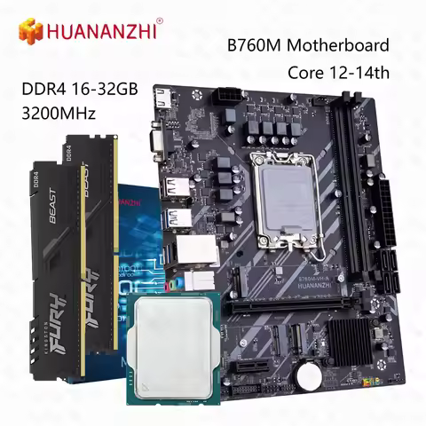 HUANANZHI B760M Motherboard Set with 12-14th Core DDR4 3200MHz Support M.2 NVME CNVI WIFI B760M VH A
