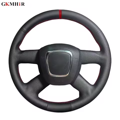 Car Steering Wheel Braid Cover Customized Anti-Slip Black For Audi A3 8P Sportback A4 B8 A5 8T A6 C6
