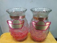 (K68)二手~神桌 蠟燭玻璃瓶一對 高20 瓶口直徑10.5公分