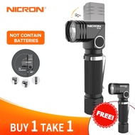 NICRON Led Flashlight Handfree Dual Fuel 90 Degree Twist Rotary Clip 600LM Waterproof Magnet Mini Li