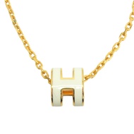 白色琺瑯 金色鍍金 H POP NECKLACE 項鍊【HERMES 愛馬仕】