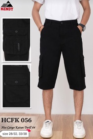 Celana Cargo KENDY premium Pendek hitam polos kantong gembol ( Lingkar kancing) HCF