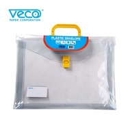 Veco Plastic expanding envelope transparent Long 11x15in with handle & pushlock (1pc)
