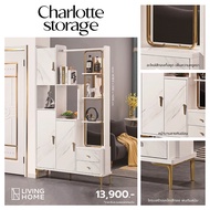 ผ่อน 0% ตู้โชว์ รุ่น Charlotte Storage สีหินอ่อน/ขาว | Livinghome Furniture