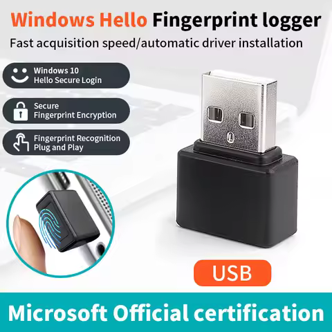 Mini USB Fingerprint Reader, Biometric Security Key for PC Laptop, Supports Windows 10/11 Hello Fing