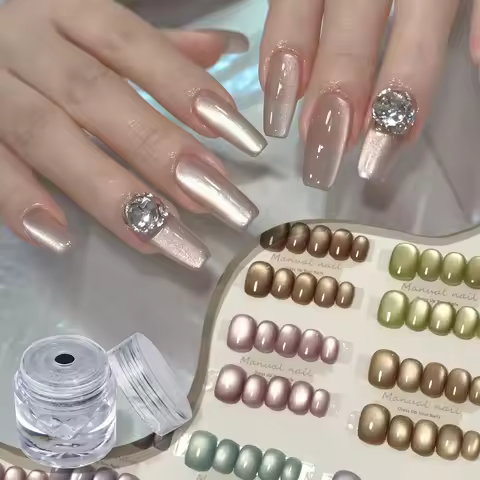 Nail glitter porcelain white cat's eye powder aurora fine glitter white moonlight mirror pigment for