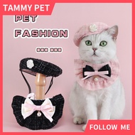 Dog Cat Bib Accessory Princess Pearl Bow Flower Drool Towel Pet Collar Scarf + Beret Hat Birthday Pa