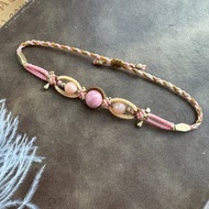 BB62 民族風 蠟線編織 薔薇輝石 橙月亮 手環 (可調長度)