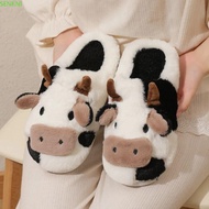 SENKNI 1 pair Winter Fluffy Slippers, Non-slip Plush Cow Plush Slippers, Thick Sole Slippers Warm Co