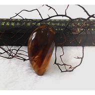 [Disk Crystal] [Fushou Yanmian] Natural Burmese Amber Peach Carving Pendant (39x19x9mm 3.5g) HV-15
