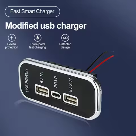 35.5W PD3.0 Car Charger Socket Dual USB 12/24V For Motorcycle Auto Truck ATV Boat RV Bus