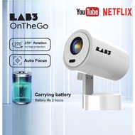 (Rechargeable Projector) LAB3 OnTheGo Battery Projector 4K Wireless R3 Projector Portable Android Sm