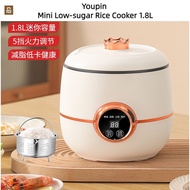 Youpin Low-Sugar Rice Cooker Integrated 1 Person 2 Small Mini Low-Sugar Cooker Nonstick Pan Multifunction Rice Cooker Small Home Appliances Soup Pot Steamer Filter Separation 1.8L