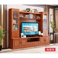 Solid Wood Background Wall TV Cabinet Combination Wall Cabinet TV Cabinet Small Apartment Living Room Household