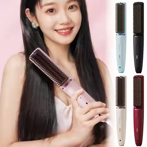 Portable Negative Ion Non Damaging Hair Heating Comb Wireless Straight Hair Comb Design Rechargeable
