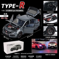 Honda Civic Type R รถจําลองเสียงผู้ชายของเล่นสะสม 1:32 Scale Diecast รถ