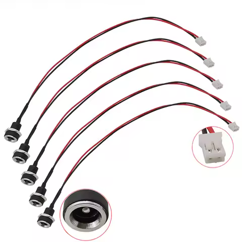 2/5Pcs 5.5 x 2.1mm DC Power Female to JST PH 2.0 2 Pin Male Wire Cable Connector 2.1*5.5 DC Socket D